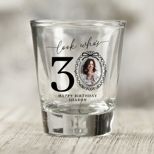 Modern Look Who's 30 Personalised Photo Shot Glass