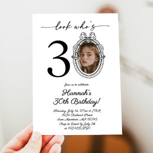 Modern Look Who's 30 Photo Adult Birthday Invitation