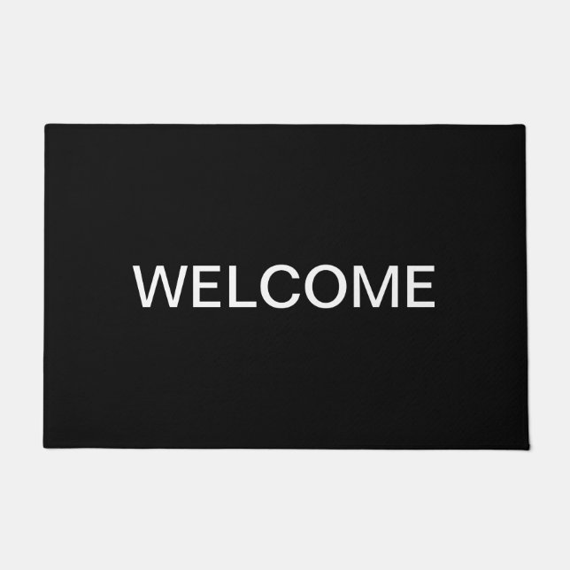 Modern Looking Bold Black White Text Doormat (Front)