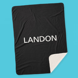 Modern Looking Bold Black White Text Sherpa Blanket