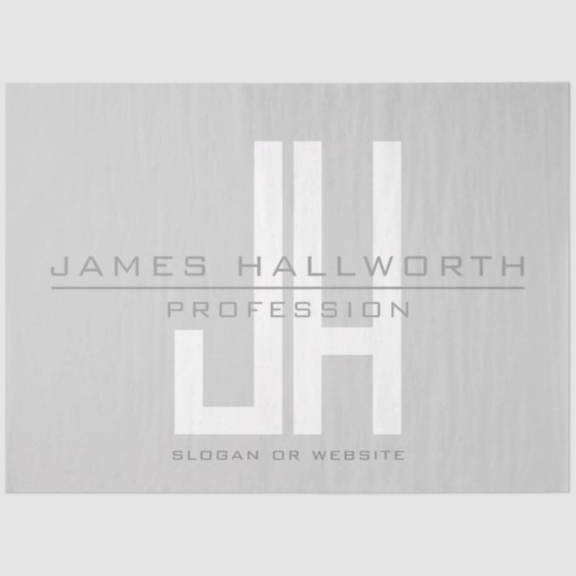 Modern Looking Business Monogram | Grey Tissue Paper (Front)