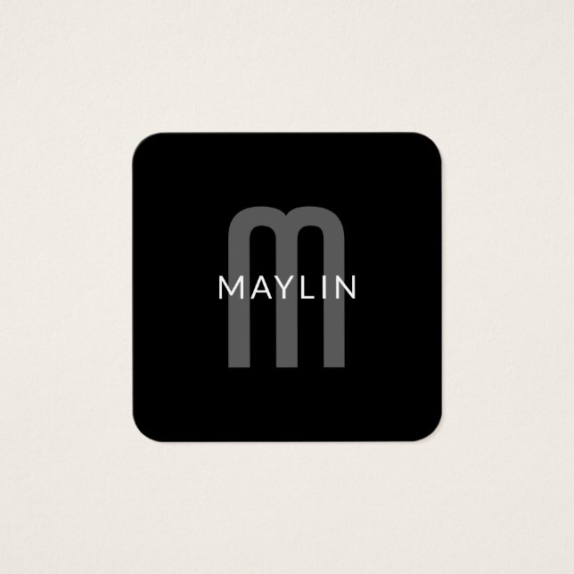 Modern Looking Monogrammed Name | Black Grey White (Front)