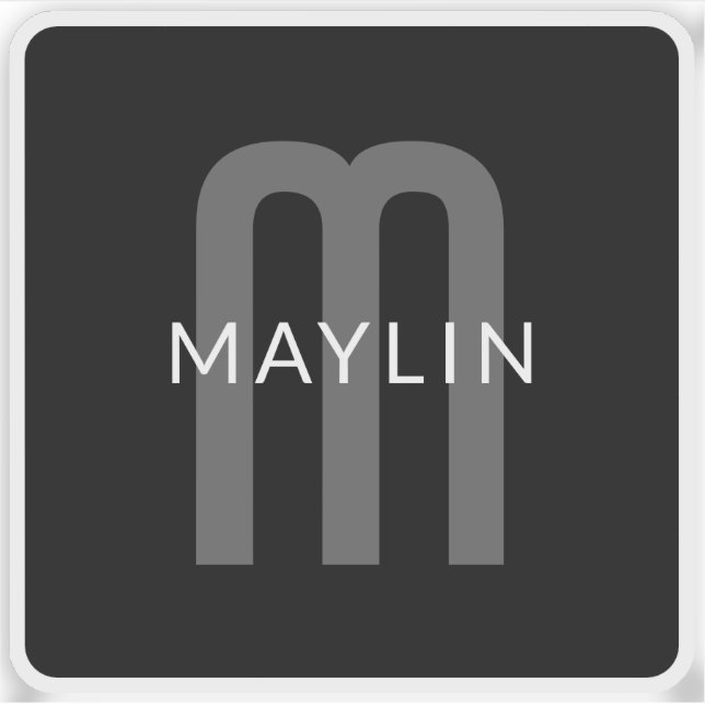 Modern Looking Monogrammed Name | Black Grey White (Front)