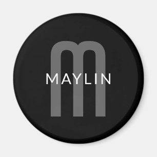 Modern Looking Monogrammed Name   Black Grey White Magnet