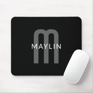 Modern Looking Monogrammed Name   Black Grey White Mouse Mat