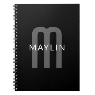 Modern Looking Monogrammed Name Black Grey White Notebook