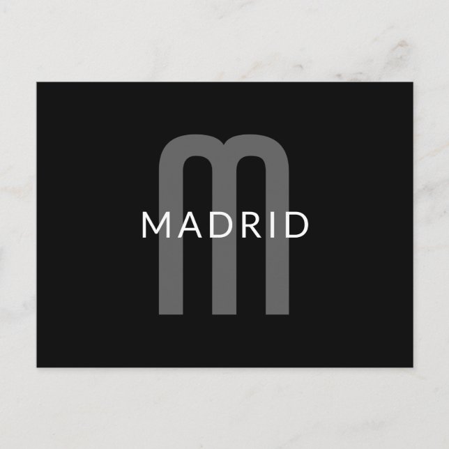 Modern Looking Monogrammed Name | Black Grey White Postcard (Front)