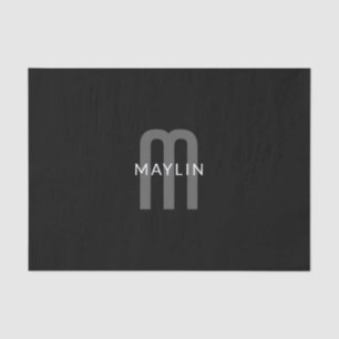 Modern Looking Monogrammed Name   Black Grey White Tissue Paper