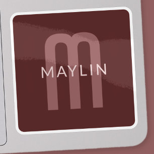 Modern Looking Monogrammed Name Maroon Red