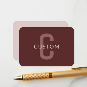 Modern Looking Monogrammed Name Maroon Red Enclosure Card