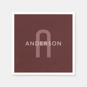 Modern Looking Monogrammed Name   Maroon Red Napkin
