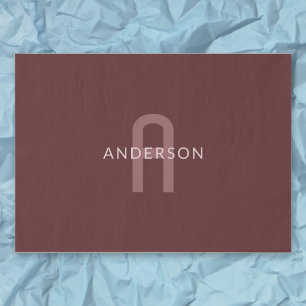 Modern Looking Monogrammed Name   Maroon Red Tissue Paper