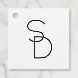 Modern Looking Overlapping Initials Favour Tags