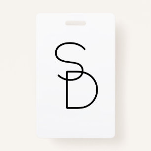Modern Looking Overlapping Initials ID Badge