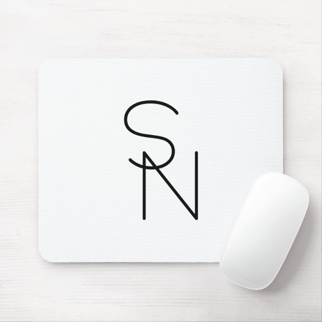 Modern Looking Overlapping Initials Mouse Mat (With Mouse)