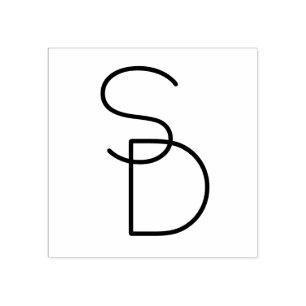 Modern Looking Overlapping Initials Rubber Stamp