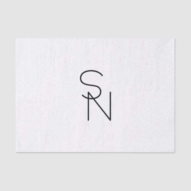 Modern Looking Overlapping Initials Tissue Paper (Front)