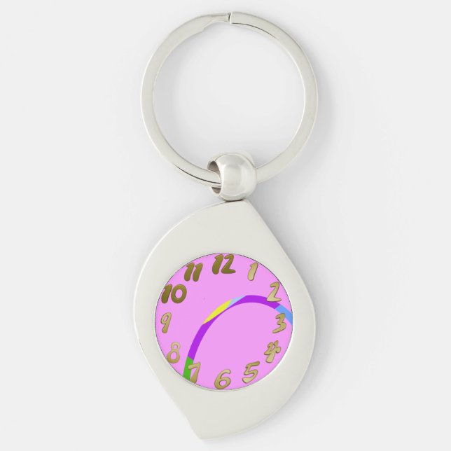 Modern Loops Pink Magenta Metal Keychain (Front)