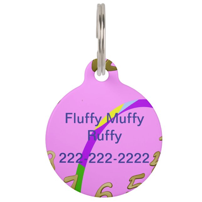Modern Loops Pink Magenta Round Pet Tag (Front)