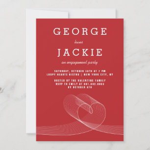 Modern Loopy Love Lines Engagement Party Invite