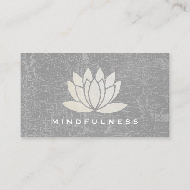 Modern Lotus Flower Marbled Grey Business Card (Front)