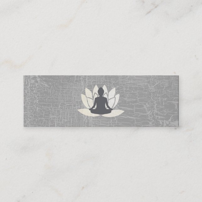 Modern Lotus Flower Marbled Grey Mini Business Card (Front)