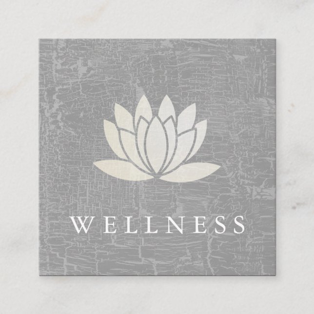 Modern Lotus Flower Marbled Grey Square Business Card (Front)