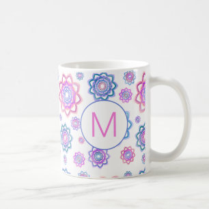 Modern Lotus Flower Pink Pastel Monogram Coffee Mug