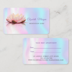Modern Lotus Holographic iridescent Appointment Card