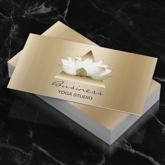 Modern Lotus Logo Elegant Gold Background Business Card (Creator Uploaded)