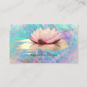 Modern Lotus Rose Gold Brush Stroke Opal Business Card