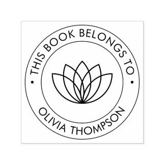 Modern Lotus This Book Belongs To Self-inking Stamp
