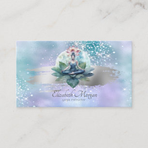 Modern Lotus Women Brush Stroke Holographic Business Card