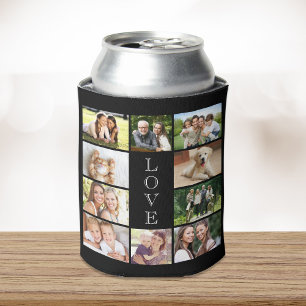 Modern Love 10 Photo Collage Black Can Cooler
