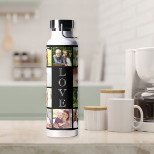 Modern Love 10 Photo Collage Black Water Bottle