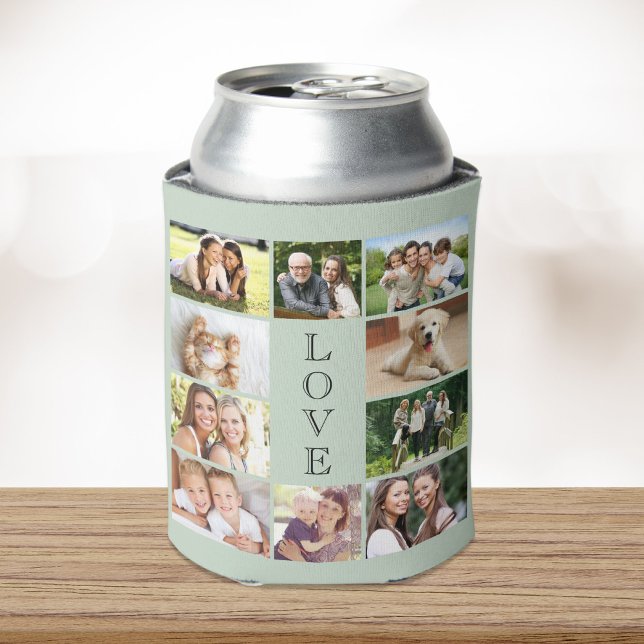 Modern Love 10 Photo Collage Sage Can Cooler (Creator Uploaded)