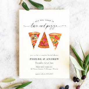 Modern Love and Pizza Couples Bridal Shower Invitation