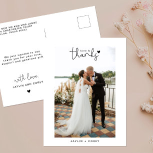 Modern Love and Thanks Calligraphy Script Postcard