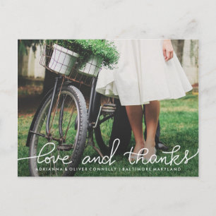 Modern Love And Thanks Handwritten Couple Photo Postcard