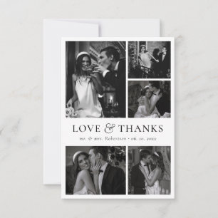 Modern Love and Thanks Photo Collage Wedding Thank You Card