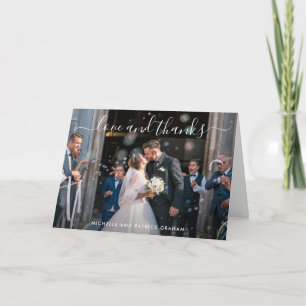 Modern Love and Thanks Photo Simple Wedding Thank You Card