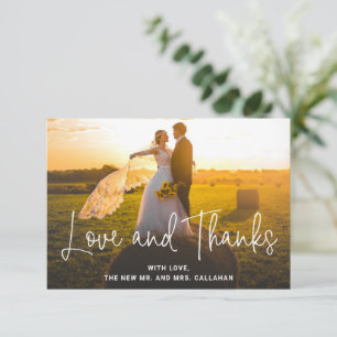 Modern Love and Thanks Photo Simple Wedding Thank You Card