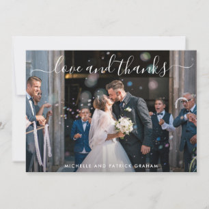 Modern Love and Thanks Photo Simple Wedding Thank You Card