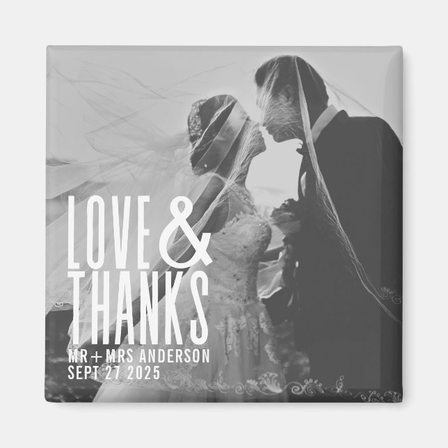 Modern Love and Thanks Thank You Wedding  Magnet (Front)