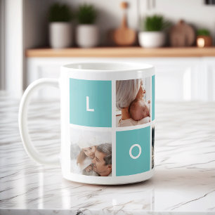 Modern Love Aqua Photo Collage Mug