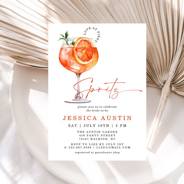 Modern Love At First Spritz Bridal Shower  Invitation (Creator Uploaded)