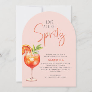 Modern Love At First Spritz Pink Bridal Shower Invitation