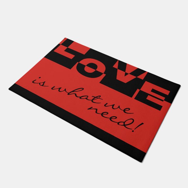 Modern LOVE Banner + your backgr. & ideas Doormat (Angled)
