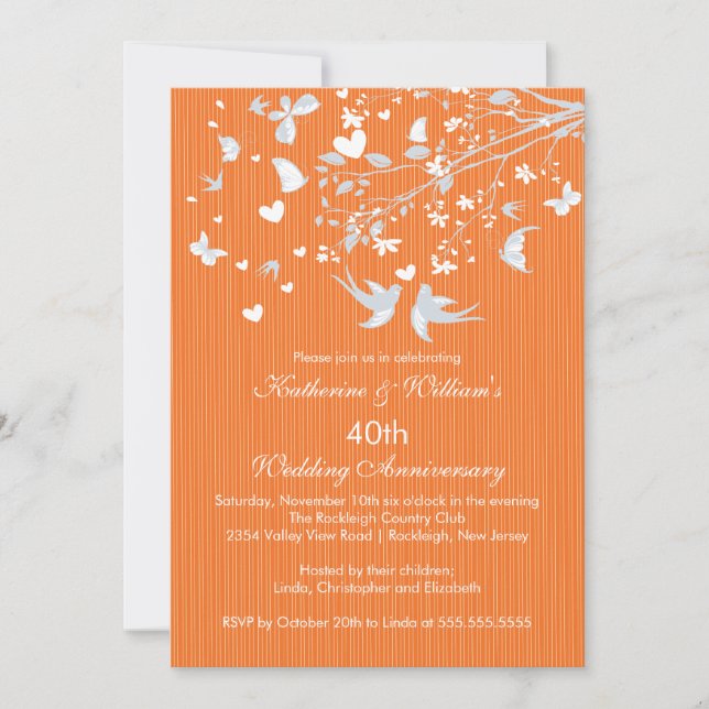 Modern Love Birds Anniversary Party Invitation (Front)