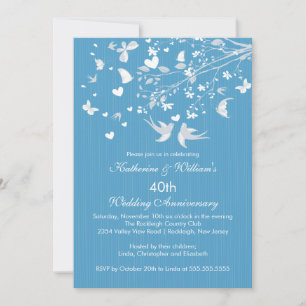 Modern Love Birds Anniversary Party Invitation
